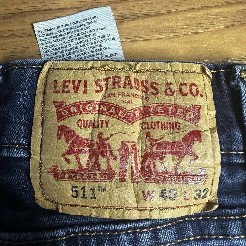 Lot of 2 Levis 511 Jeans Mens 40x32 Black/Blue Slim Fit Stretch Denim Pants